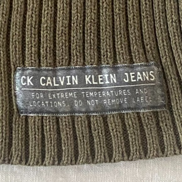 Calvin Klein Womens Sz S Cotton Ribbed Knit Mock Turtleneck Sweater Olive Green - Picture 6 of 9